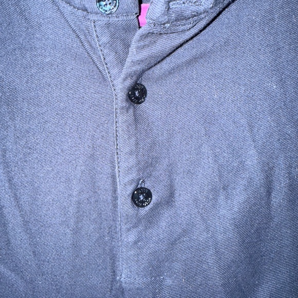 Hugo Boss Navy Blue Slim Fit Mercerized Henley 3-Button Shirt Cotton - Medium M - Picture 5 of 12